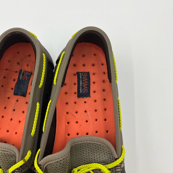 Swims Men's Olive Yellow Brown Boat Shoes - Picture 5 of 15